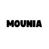 Logo Mounia avec texte en majuscules, de couleur noire.